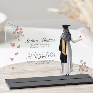 Moslim afstudeercadeau, gepersonaliseerd afstudeercadeau voor haar, islamitisch cadeau voor haar, klasse van 2024, gefeliciteerd afstuderen acrylplaat