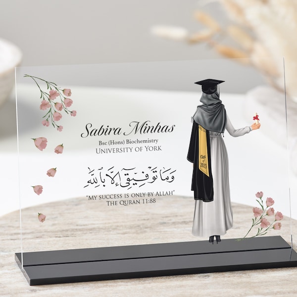 Muslim Graduation Gift, Personalised Graduation Gift for Her, Islamic Gift for Her, Class of 2023, Congratulations Graduation Acrylic Plaque