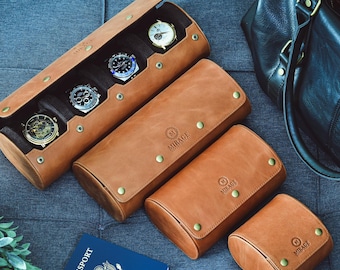 Leather Watch Roll Case Luxury Gift for Men Corporate Gifts Watch Travel Case Leather Custom Watch Holder Mirage Travel Watch Roll Cases