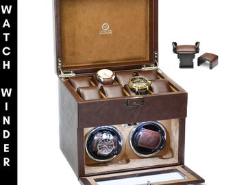 Luxury Watch Winder Box Best Watch Winder for Automatic Watches Watch Winder Safe Case  Mirage Coffee Brown Watch Box for Men Gifts for Men