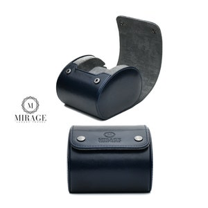 Watch Travel Case Single Watch Case for Men Mirage 1 Watch Roll Travel Case Vegan Leather Watch Case Gift for Men Midnight Blue Motif