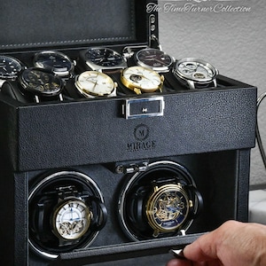 Luxus Uhrenbeweger Box Beste Uhrenbeweger für Automatikuhren Uhrenbeweger Safe Case Mirage Coffee Brown Uhrenbox für Männer Geschenke für Männer Ebony Black
