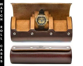 Watch Roll Case Organizer Watch Travel Case for Men and Women Watch  Display Case and Storage Espresso Brown Vegan Leather Gift for Men