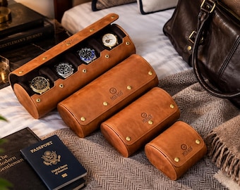 Leather Watch Roll Case Luxury Gift for Men Corporate Gifts Watch Travel Case Leather Custom Watch Holder Mirage Travel Watch Roll Cases