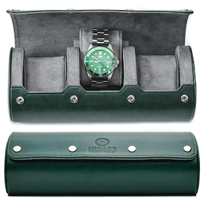 Watch Roll for Men Watch Travel Case Leather Watch Case Travel Watch Case Mirage Watch Display Case Gift for Men Royal Green