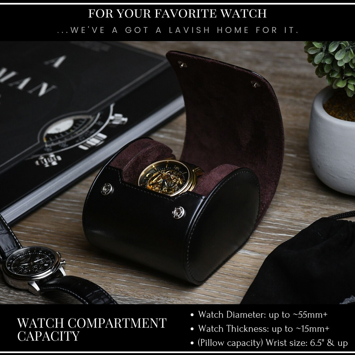 Single Watch Case 1 Watch Travel Case for Men Watch Roll Etsy