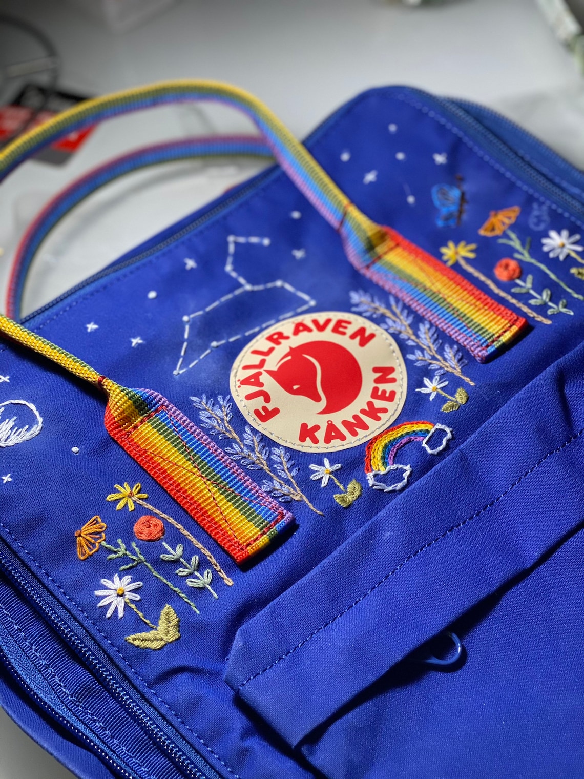 Fjallraven kånken rainbow embroidery backpack custom handmade Etsy