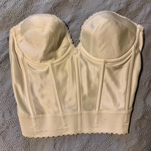 Vintage 80s white strapless longline bra 36B