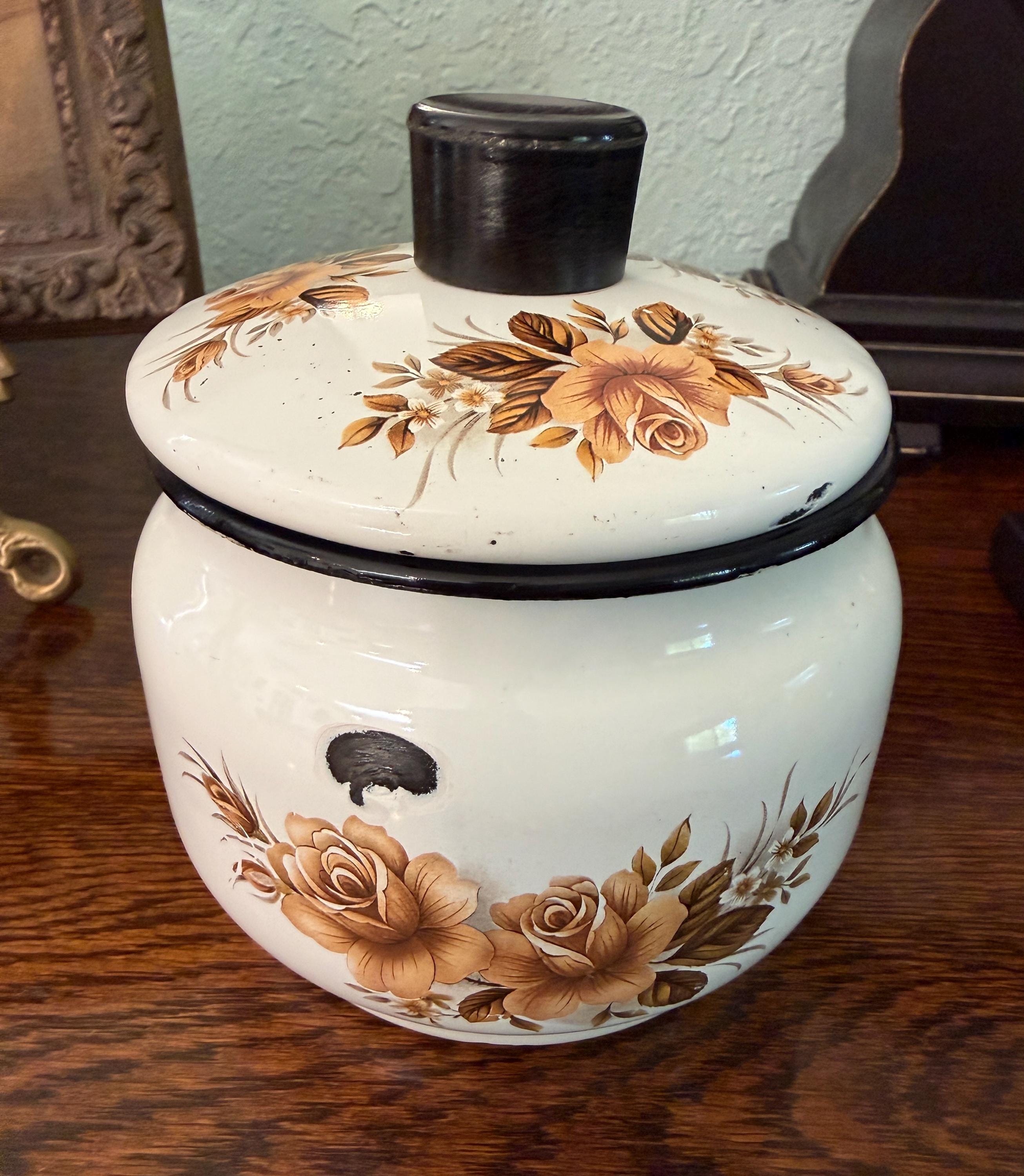 Vintage Metal Floral Canister - Etsy