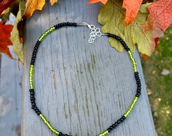 Black and Green Simple Beaded Halloween Choker Necklace