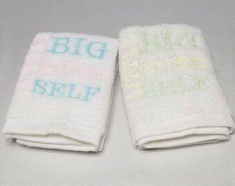 Little Big Cute Self glow in the dark embroidered washcloth towels for kids