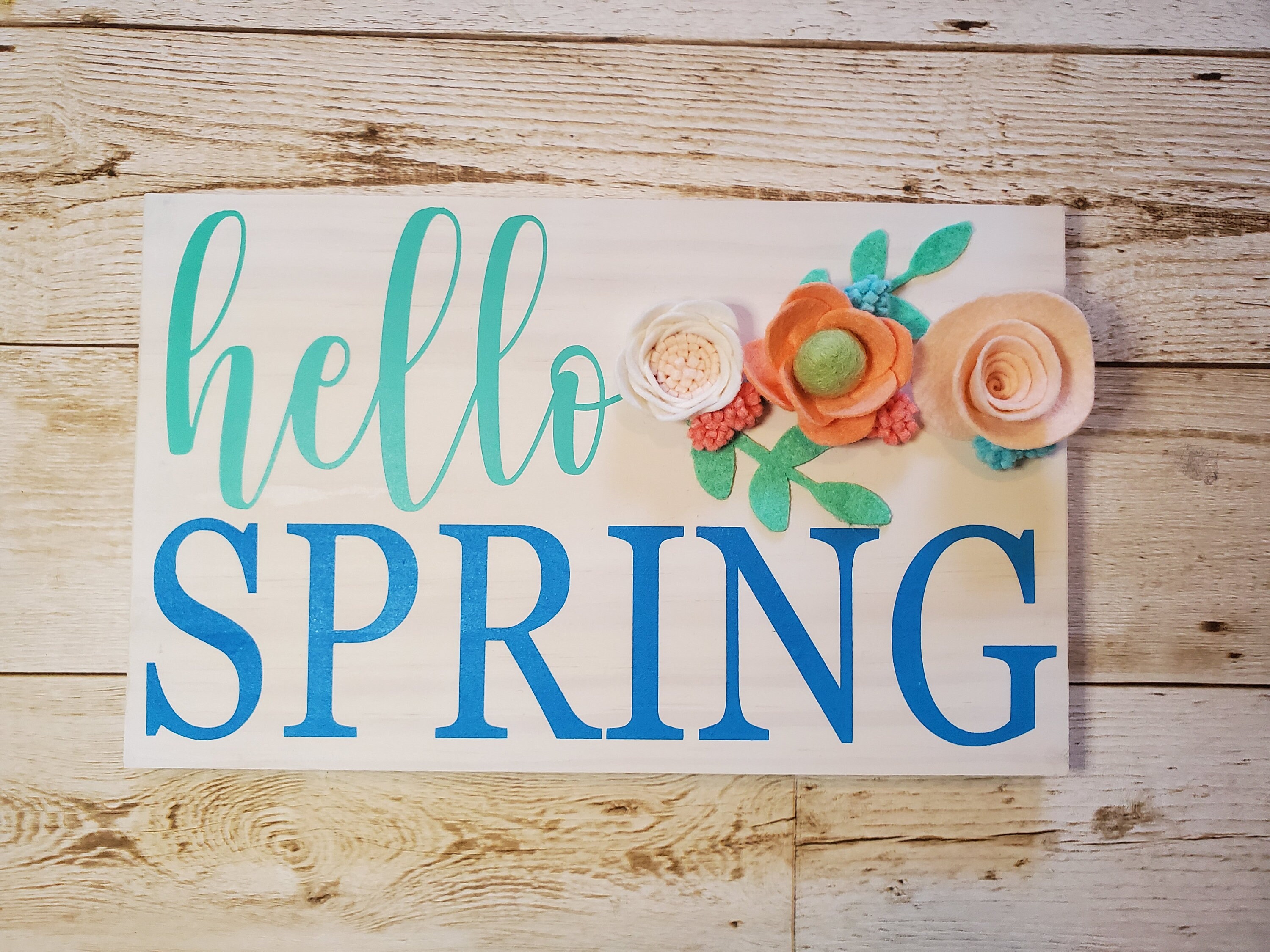 Hello Spring Sign with Felt Flowers Floral Decor Spring | Etsy