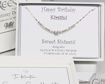 Sweet 16 Sterling Silver Initial Necklace: Personalized 16th Birthday Gift