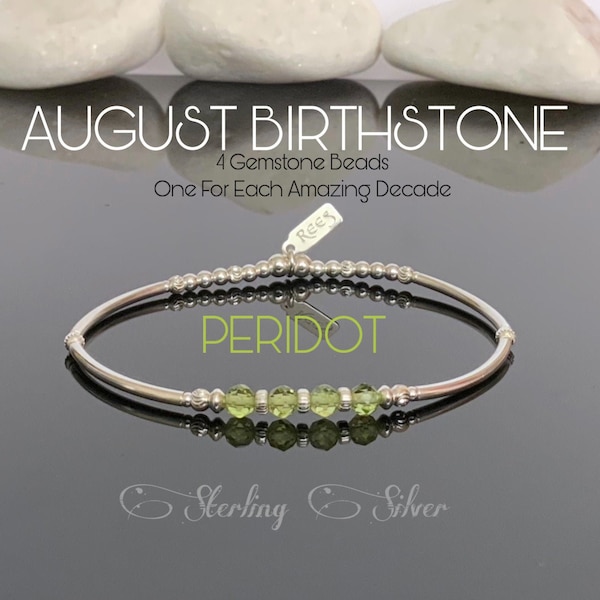 40th Birthday Gift For Women, Sterling Silver & Gemstone, Peridot Bracelet, August Birthstone Jewelry, Custom Gifts Idea, For Best Friend