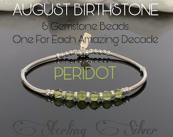 60th Birthday Gifts For Women, Sterling Silver & Gemstone, Peridot Bracelet, August Birthstone Jewelry, Custom Gifts Idea, For Best Friend