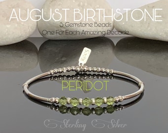 50th Birthday Gift For Women, Sterling Silver & Gemstone, Peridot Bracelet, August Birthstone Jewelry, Custom Gifts Idea, For Best Friend