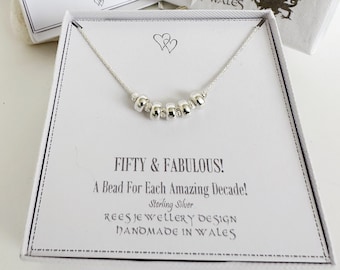 50th Birthday Gift For Women 50th Birthday Necklace Sterling Silver Milestone Gift Idea For Her Wife Sister Best Friend Aunt Fifty Custom