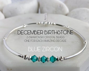 Sterling Silver Blue Zircon Swarovski Crystal Bracelet: 30th Birthday Gift