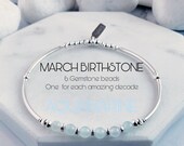 60th Birthday Gift For Women, Aquamarine Sterling Silver Stretch Bracelet, March Birthstone Bracelet, 60th Birthday Best Friend, Gran Mum