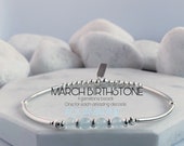 40th Birthday Gift For Women, Aquamarine Sterling Silver Stretch Bracelet, March Birthstone Bracelet, 40th Birthday Best Friend Gift
