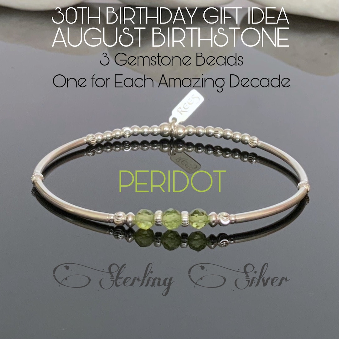 30th Birthday Gift for Her, Sterling Silver Gemstone, Peridot