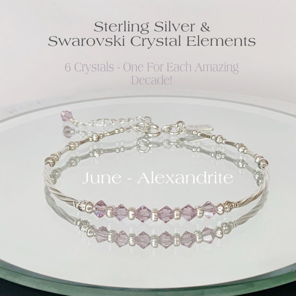 60th Birthday Gifts For Women, Alexandrite Jewelry,  June Birthstone Bracelet, Real Silver Bracelet, Stepmom Gift, Best Friend, Custom Ideas