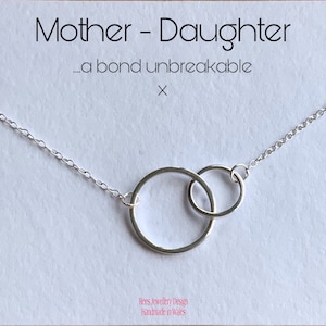 Mothers Day From Daughter, Sterling Silver Interlinked Circles Necklace, First Mother’s Day Gift, Minimalist Contemporary Custom Gift