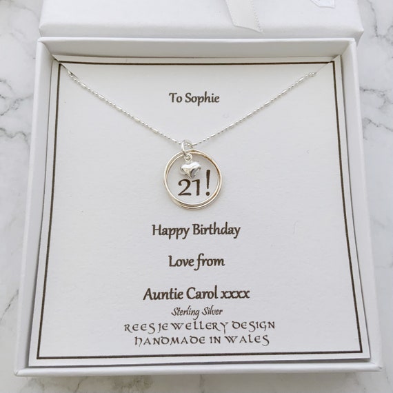 Sterling silver 21st birthday necklace best sale
