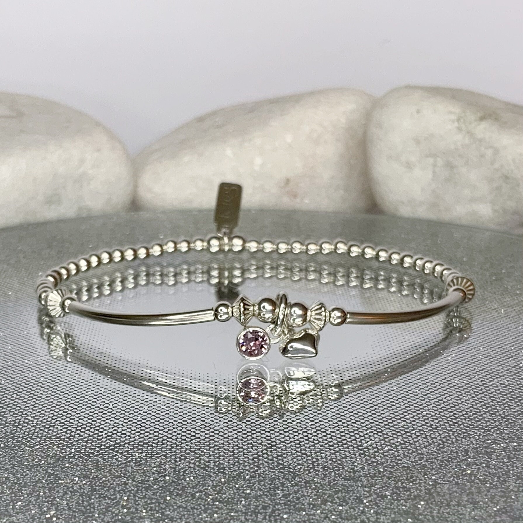 ★rosemont★ SILVER bracelet (June birthstone) RC0346 Sterling Silver June Birthstone Curb Bracelet - Light