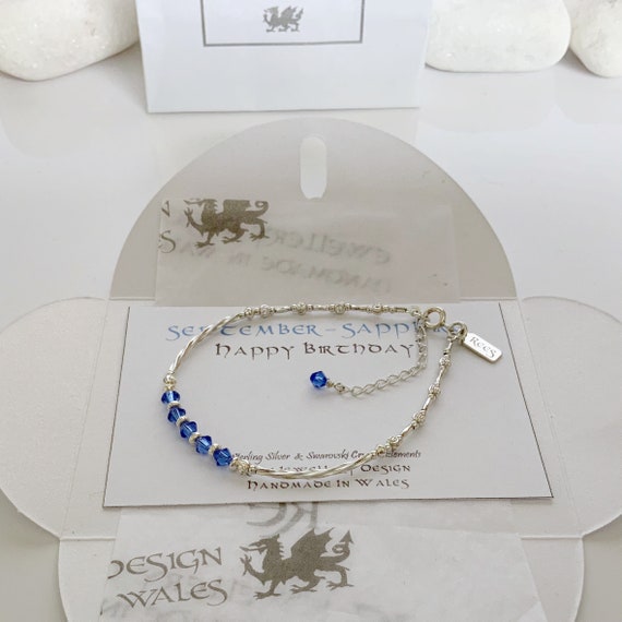 ★rosemont★ SILVER bracelet (September birthstone) RC0349 Sapphire Swarovski September Birthstone Bracelet - Black