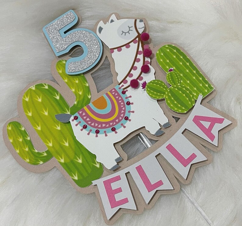Llama Birthday Personalized Cake Topper Llama Party Decor Llama Birthday Cake Topper