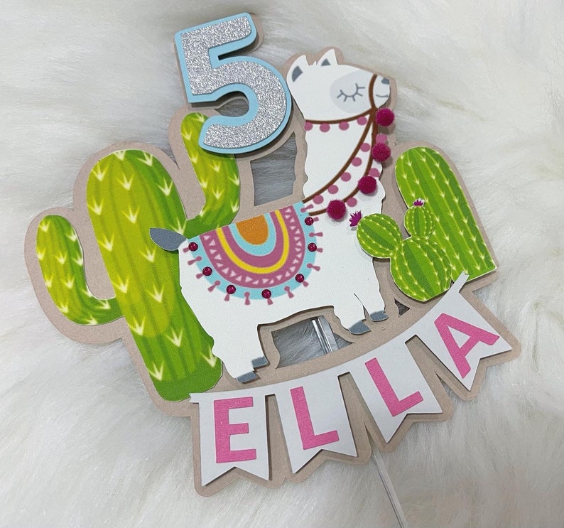 Llama Birthday Personalized Cake Topper Llama Party Decor Llama Birthday Cake Topper