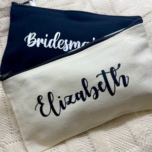 Personalized makeup bag, Cosmetic Canvas bag, Bridesmaid gift, personalized gift