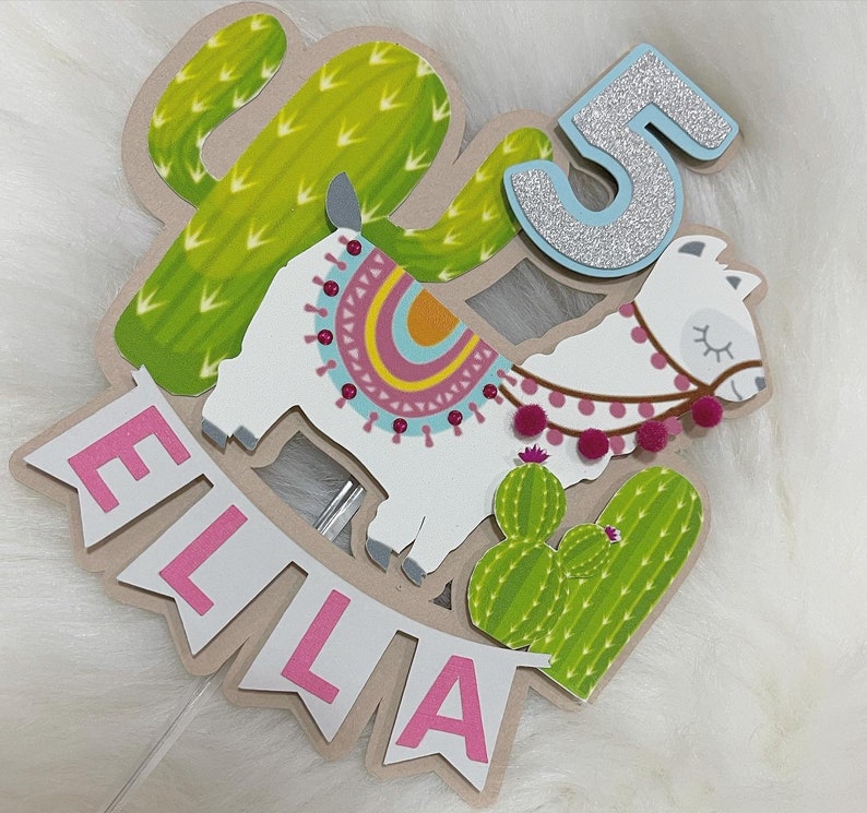 Llama Birthday Personalized Cake Topper Llama Party Decor Llama Birthday Cake Topper