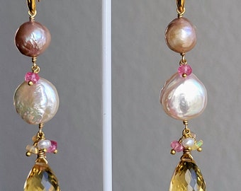 Pearl and Citrine Earrings