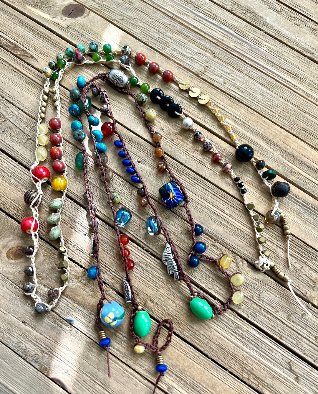 Buy Crochet Beaded Necklace: Boho Artisan Stone Czech Glass Online in  India