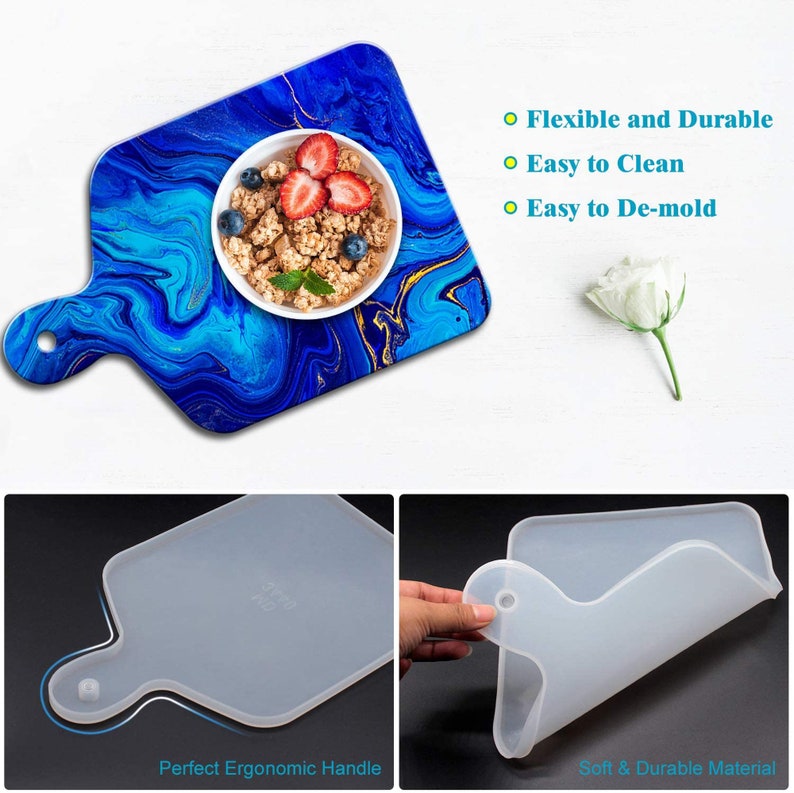 Round Square Rolling Tray Mold Resin Coaster Handle Silicone Etsy