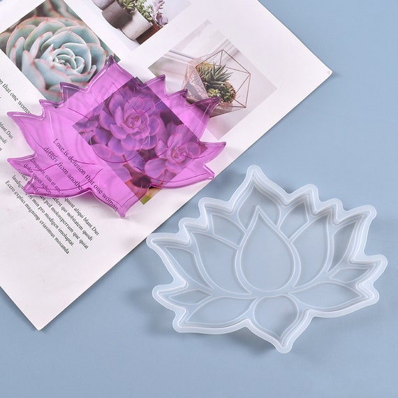 Flower Coaster Resin Molds, 1 Pcs Large Silicone Petals Tray Mold & 4 Pcs  Small Flower Shape Coaster Molds for Resin Casting DIY Crafts Cup Mats