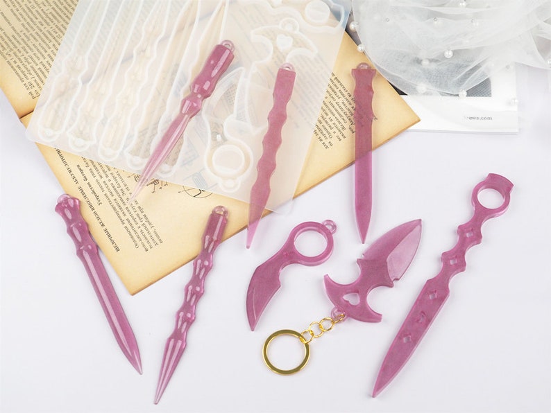 Self Defense Keychain Resin Mold sword dagger silicone molds Etsy