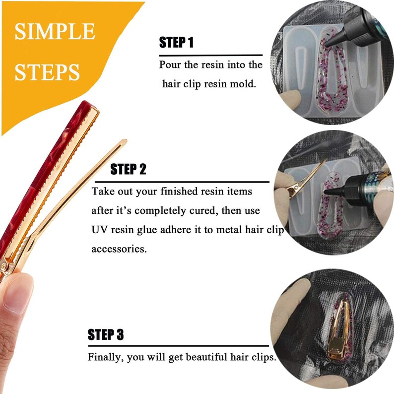 30pcs Hair Barrette Reisin Mold DIY Jewelry Casting Mold for Etsy