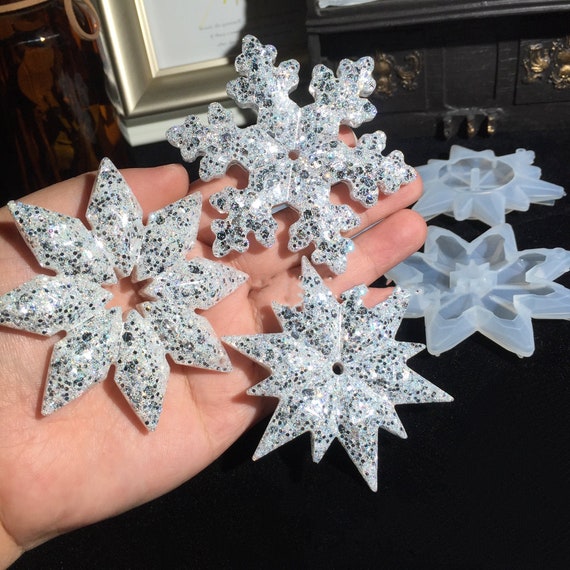 Ice Snow Flurry Handmade Glass Ornament Set - Spiral mold, Set of