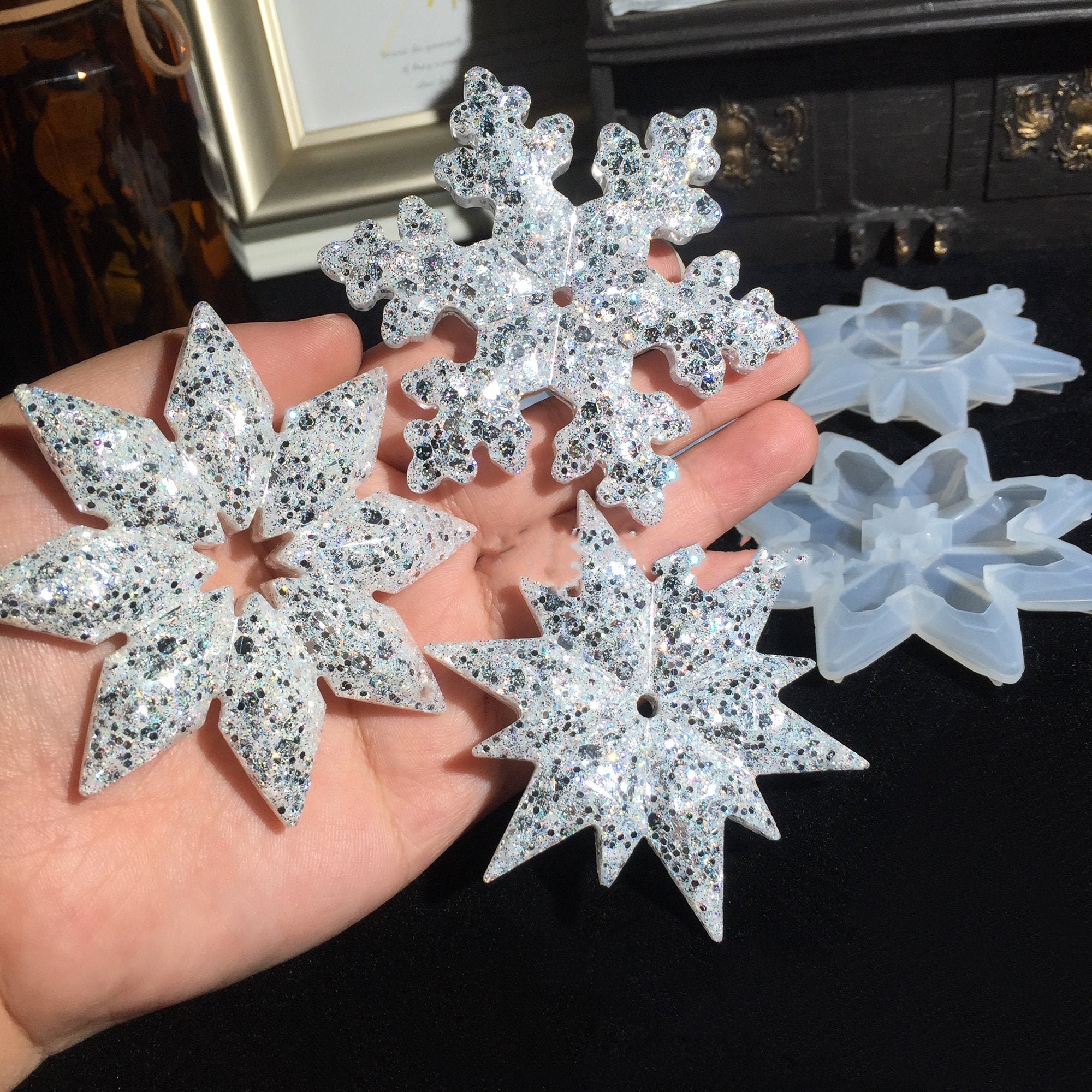 DoreenBow Holographic Snowflake Molds for Resin Christmas Resin Molds  Silicone Casting Christmas Ornament Resin Molds Epoxy Resin Molds for Xmas  DIY