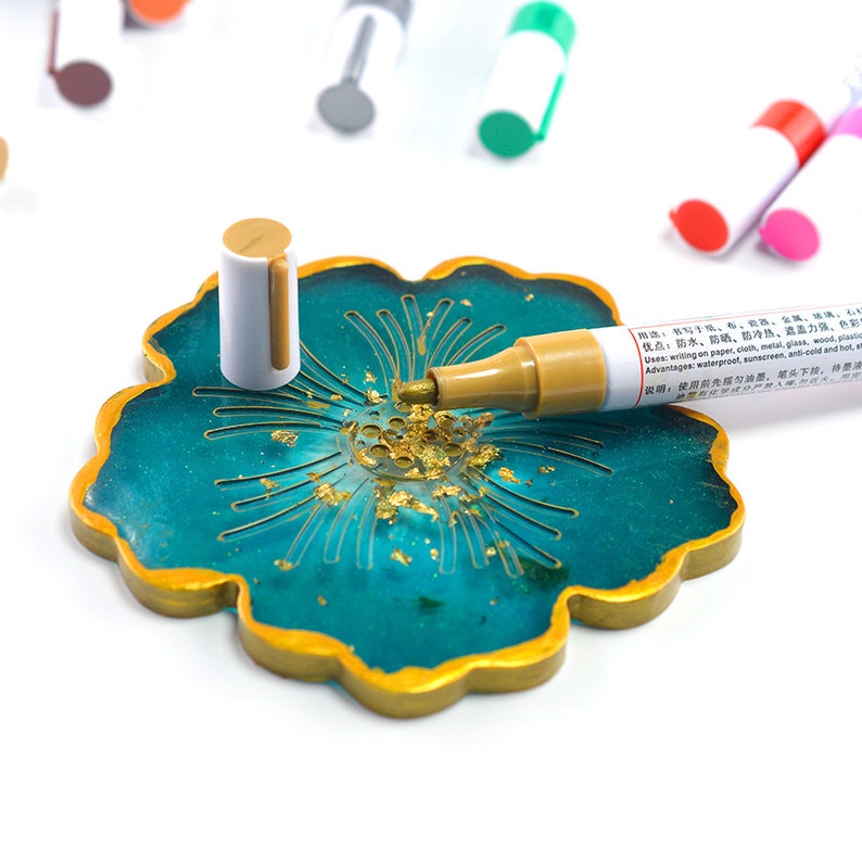 casting epoxy resin art Metallic Pen For Resin Mold marker pen jewelry handmade decor contour pen