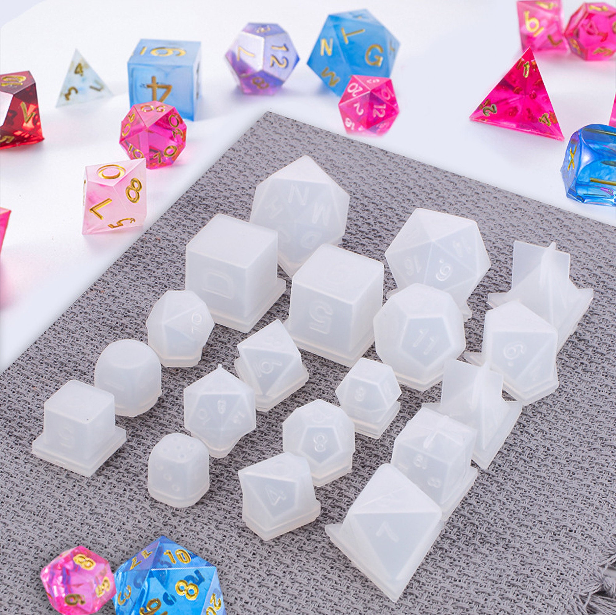 Dice Resin Mold, Dice Mold Set, Polyhedral Game Dice Molds, Multi-faceted Dice  Mold, DIY Jewelry Keychain Pendant Earrings Pendant 