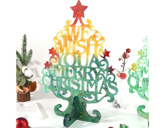 4pcs Résine de moule de Noël, moule de silicone dornements de Noël, moule  de lettre, moule de bijoux, décoration de maison, art de résine de coulée  de décor de Noël 