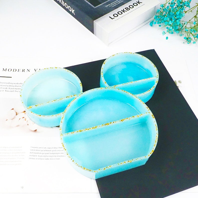 organizer casting crafts epoxy resin supplies container case silicone molds Mickey Mouse Head Jewelry Box Mold Resin jewelry display tray