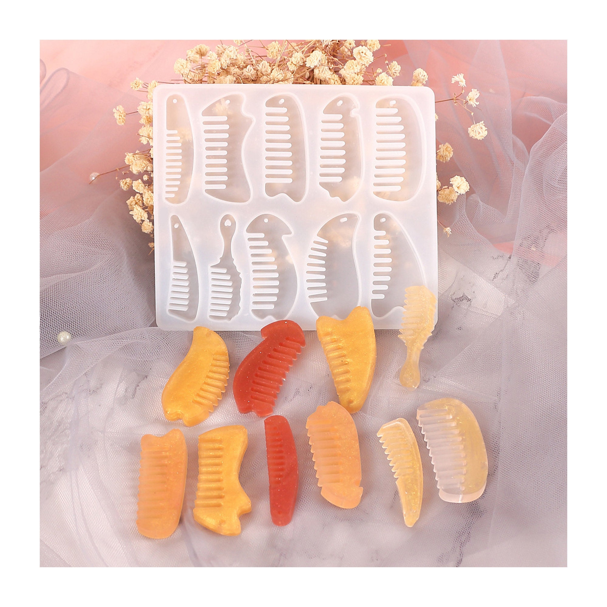 New Hair Comb Resin Mold floral hair comb silicone mold Etsy