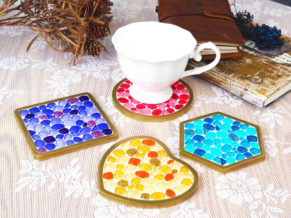 Circular Coaster Mold Crystal Epoxy Resin Mold Square Coaster Decorative  Resin Silicone Mould Cup Mat Mould Flower Coaster Mold
