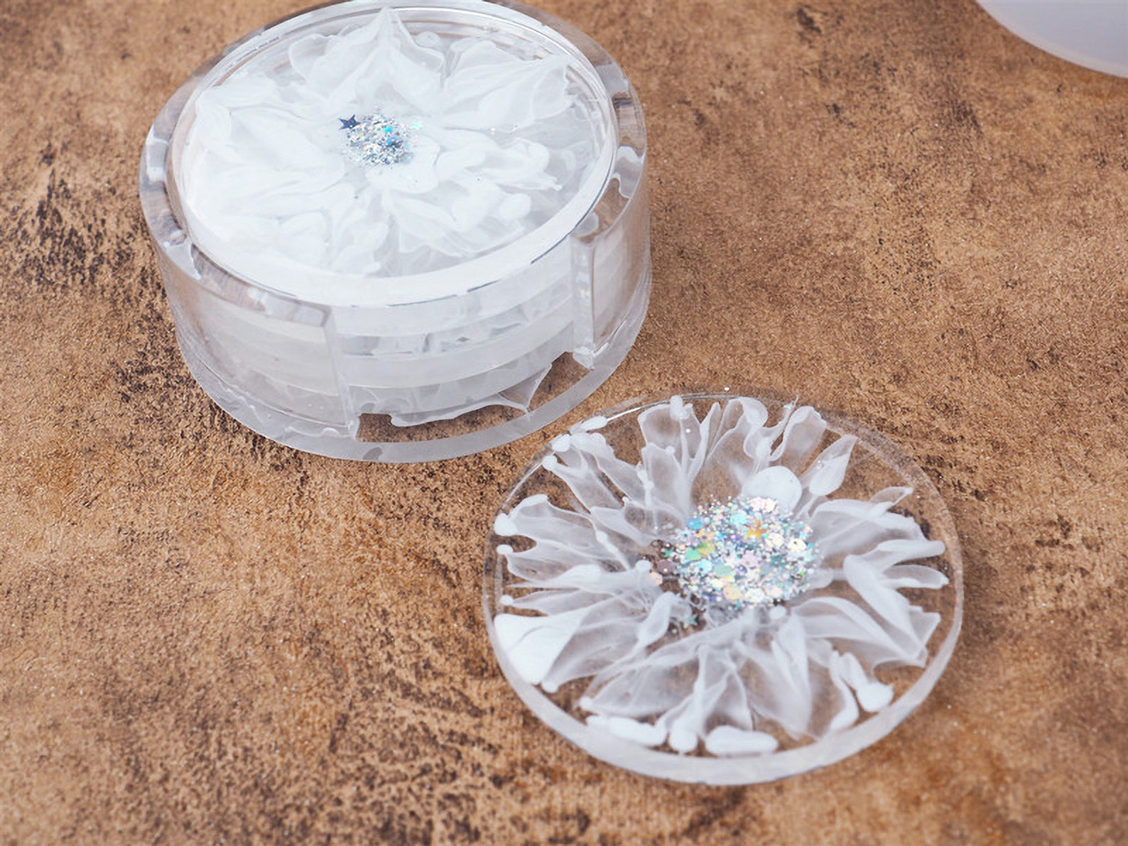 Coaster holder resin mold circle coasters molds serving Etsy