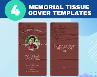 4 Memorial Tissue Cover Bundle Templates |Funeral templates| Drag and Drop | Memorial Templates| Funeral Tissue | Editable Canva Template